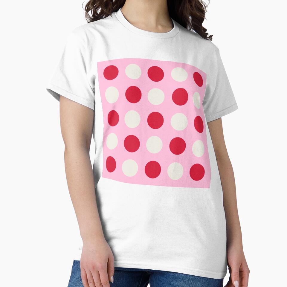 RED, CREAM and COTTON CANDY PINK Symmetrical POLKA DOTS by RachelMacht