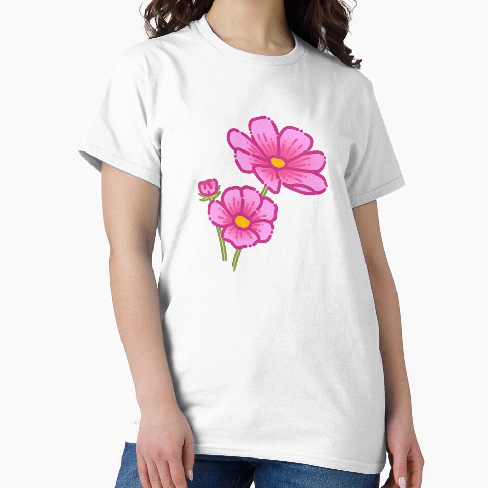 Pink Flowers Simple Drawing by AveryZi