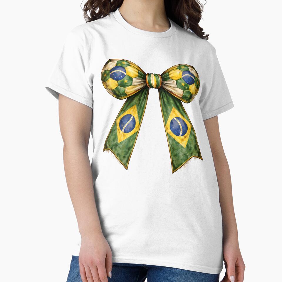 Patriotic Soccer Bow with Vintage Brazil Flag – Soccer Fan Coquette Bow by MuniraWearify