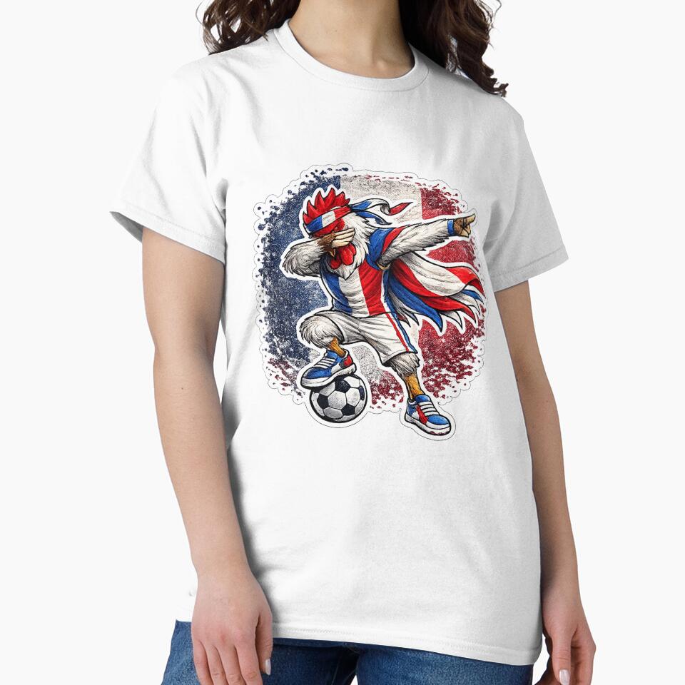 Dabbing rooster Soccer Vintage France Flag by QuiteOrbit