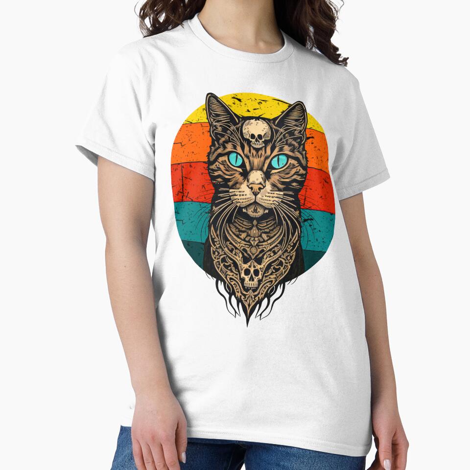 Vintage Retro Cat with Skull Pattern by deathanarchy