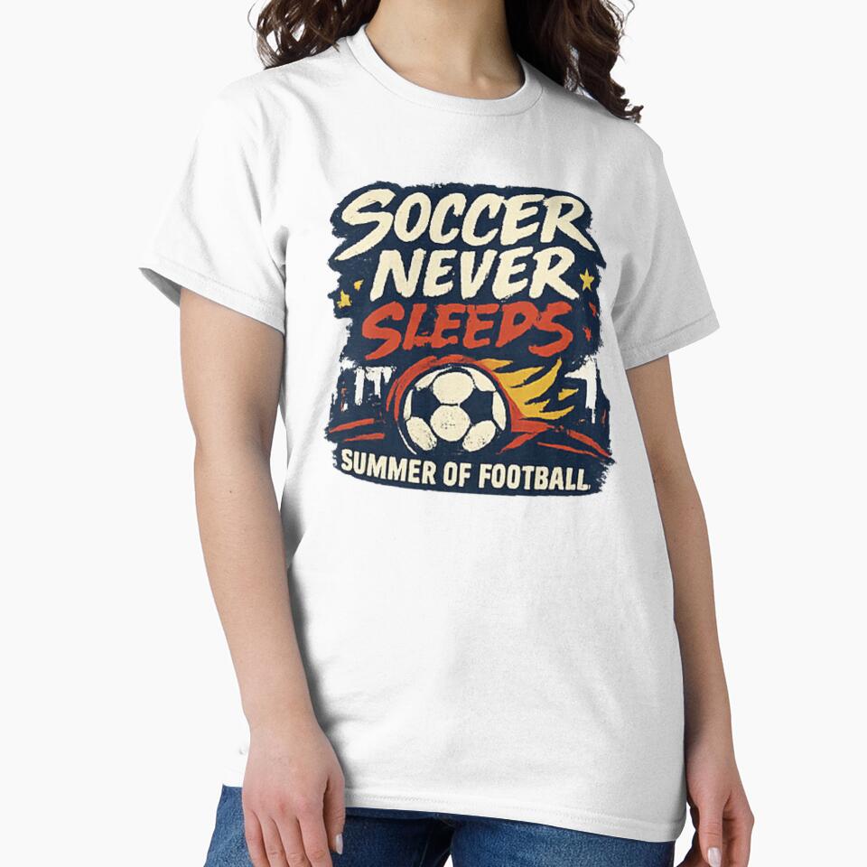 Soccer Never Sleeps Summer of Football Vintage Soccer Fan Tee by NeO² Studio