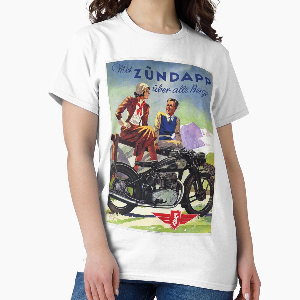 ZUNDAPP Motorcycle Over Mountains Advertisement Vintage German Cycles by retroposters