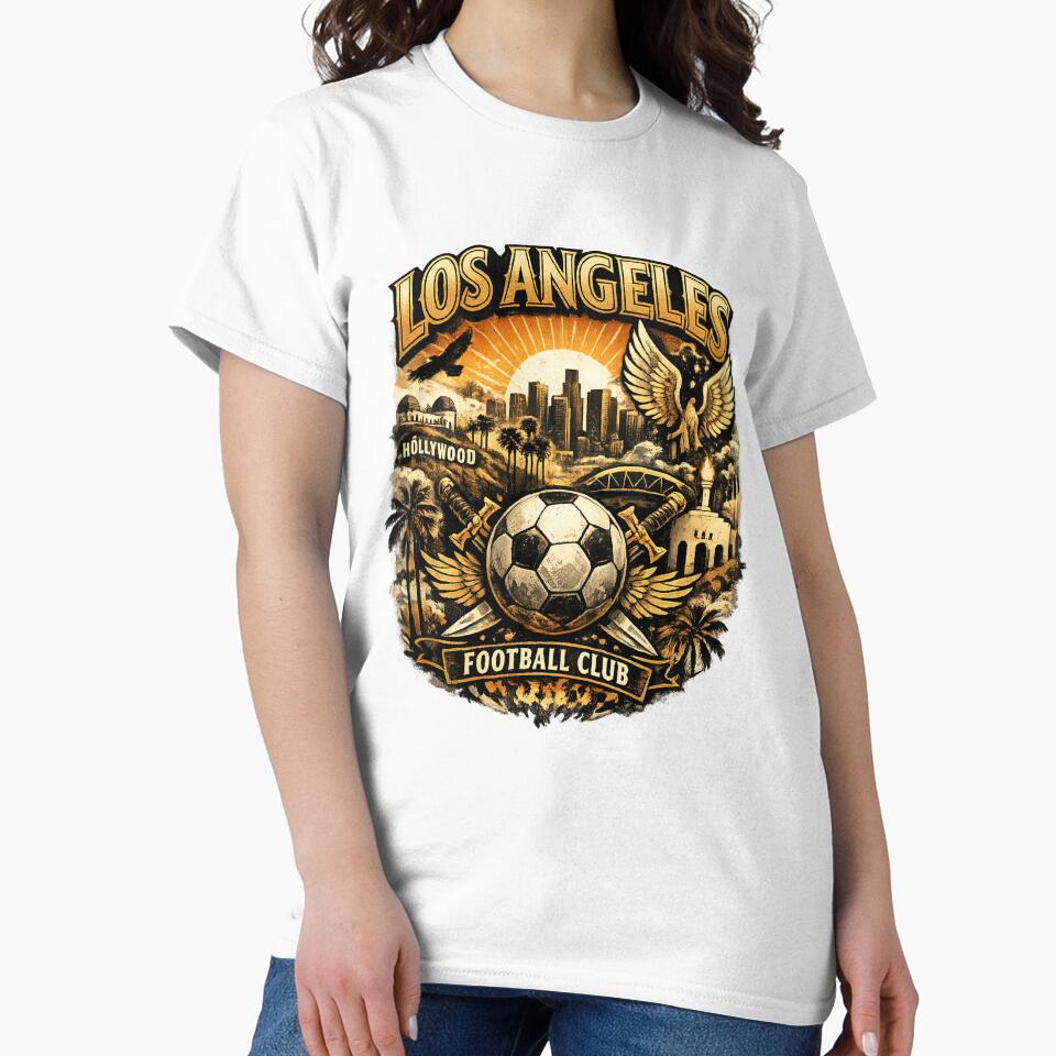 Los Angeles Soccer Vintage Design LA Skyline Sunset Football Fan Shirt California Sports Graphic LA Soccer Gift by GarnerSupplyCo