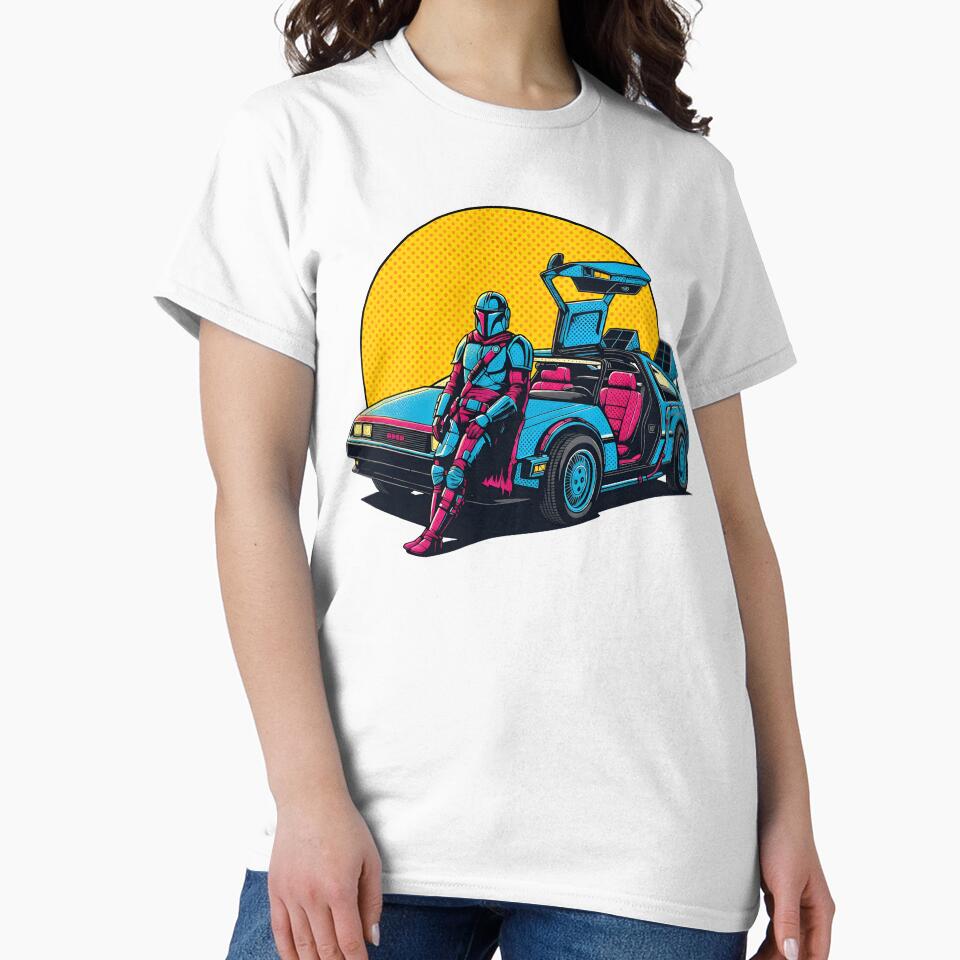Mando & DeLorean Crossover - Retro Pop Art T-Shirt by THELOREAN