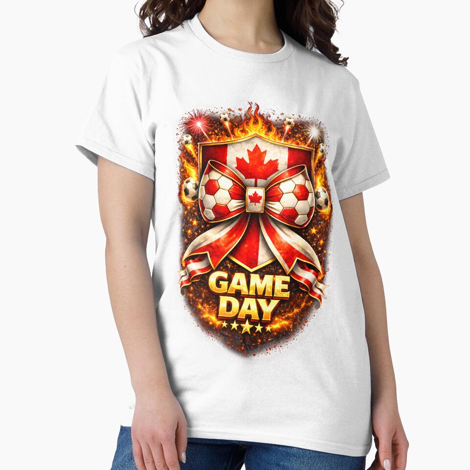 Canada Soccer Bow Game Day Flaming Crest Graphic by MuniraWearify