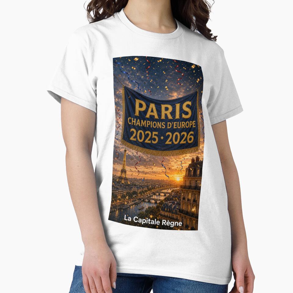 Paris Skyline Champions of Europe 2025 2026 Seine River Championship Banner by BrickByDream