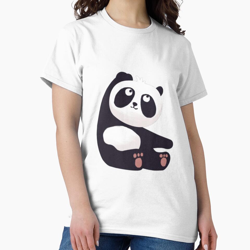 Soft Panda Gazing Up Textured Art | Kawaii Panda Aesthetic Gift for Her | Cute Panda Hoodie Tee by SOLIORA  ATELIER