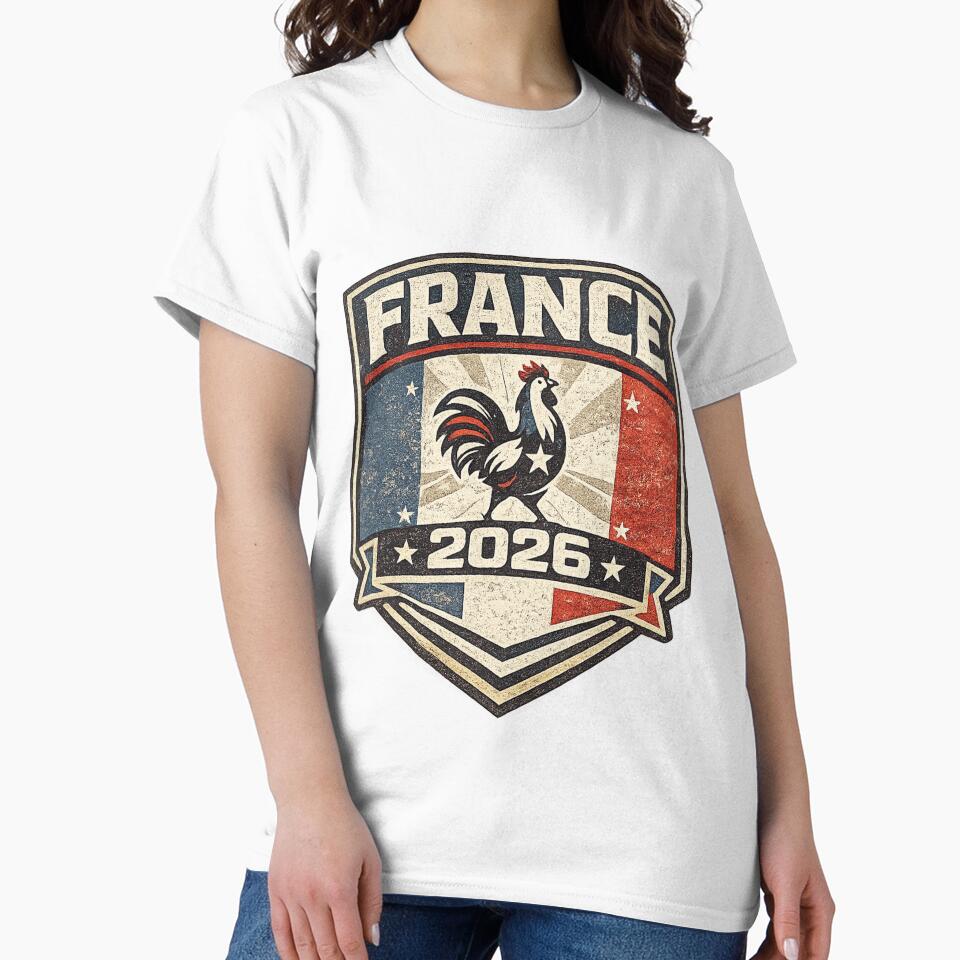 France 2026 Vintage Rooster Badge T-Shirt by ArthUpscale