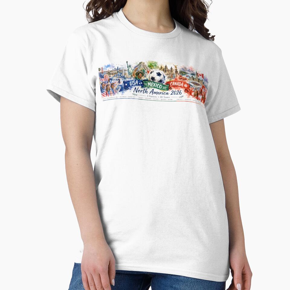North America 2026 Soccer, Watercolor USA Mexico Canada Football Cup, Fan Gift for Soccer Lovers by emaga
