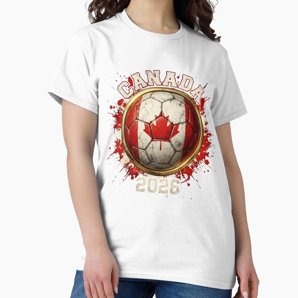 Canada 2026 Soccer - Paint Splash Flag Ball & Maple Leaf by Imaginationbeyond