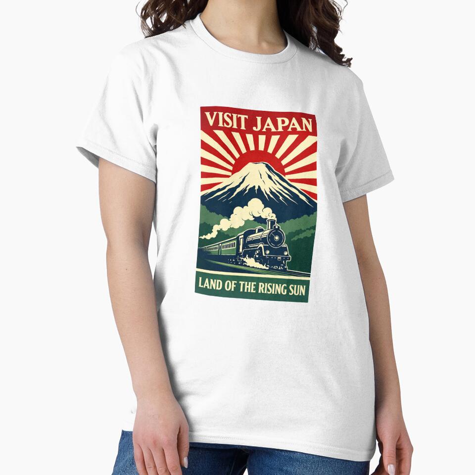 VISIT JAPAN Vintage Travel Poster | Mount Fuji Steam Train Retro Japanese Design by maaameee