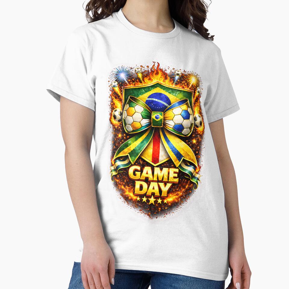 Brazil Soccer Bow Game Day Fire Crest Celebration by MuniraWearify