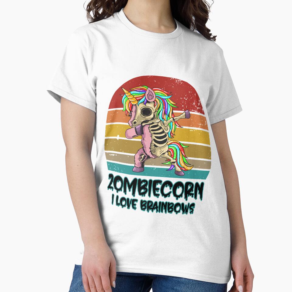 Zombie Unicorn I Love Brainbows Punk Gothic Goth Halloween S SK by andregiftshopzz