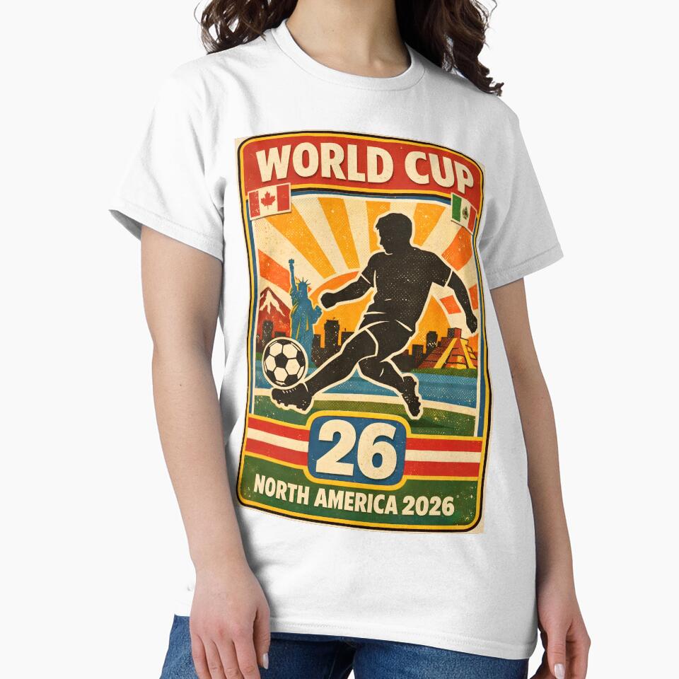 World Cup 26 North America – Retro 1970s Soccer Sticker Tee by WhisperFrame