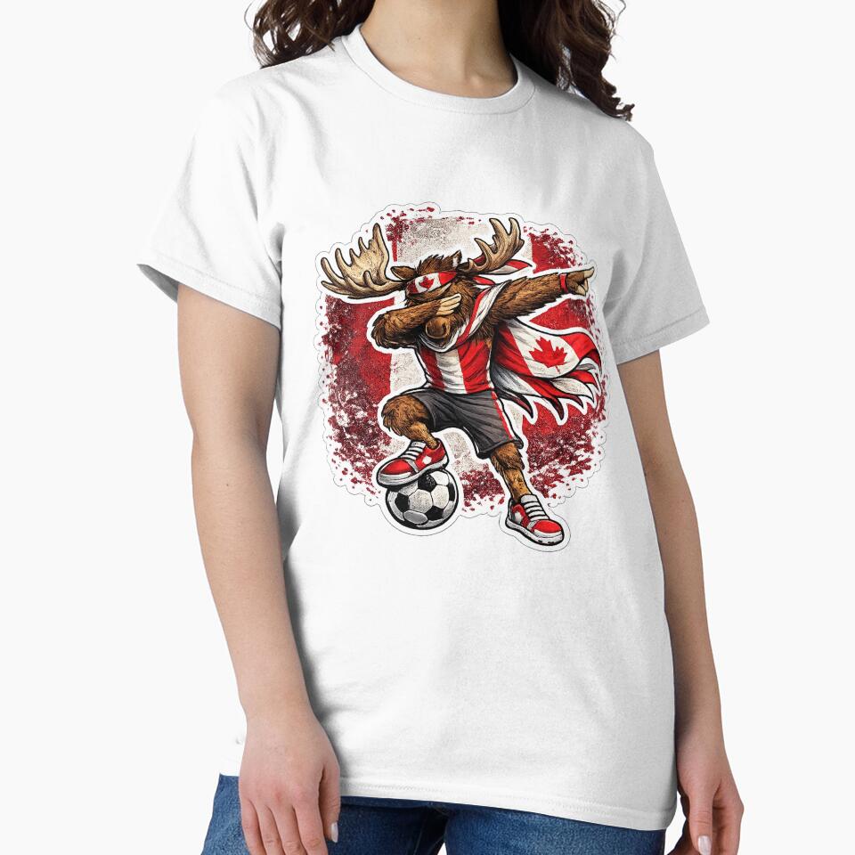 Dabbing moose Soccer Vintage Canada Flag by QuiteOrbit
