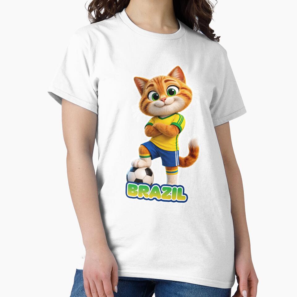Sticker - Decal - Brazil Cat Soccer Spirit by ForeverPrintsOK