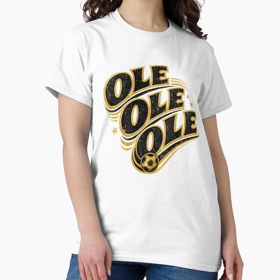 Ole Ole Ole Gold Black Soccer Typography – Bold Football Celebration Chant Art | Soccer Fan Gift by irfanshikh