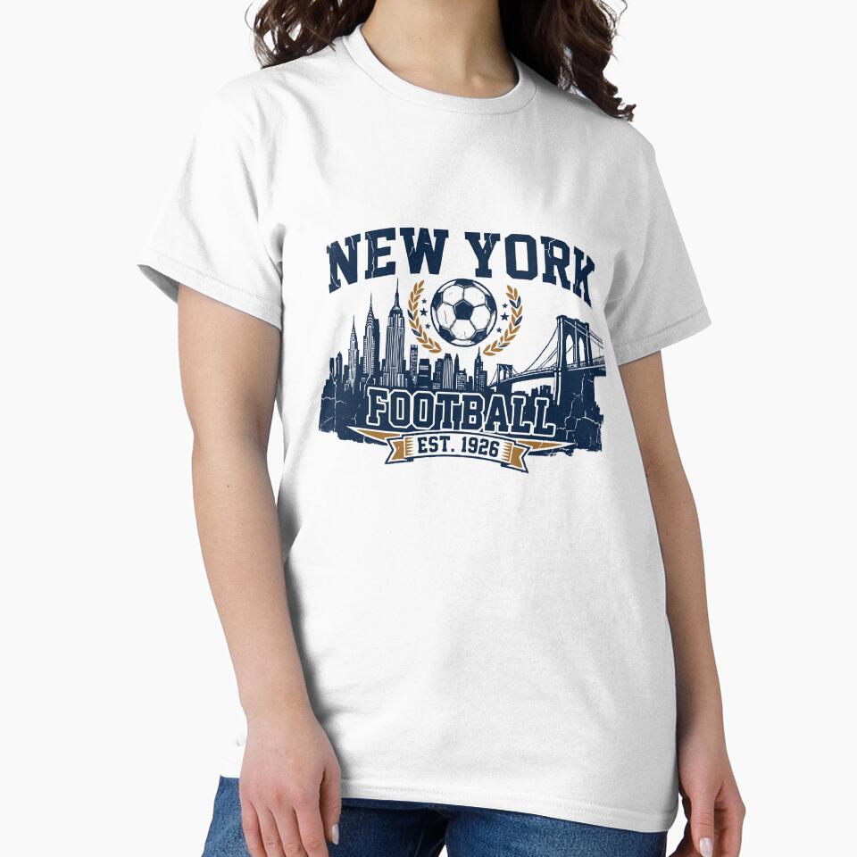 New York Football Est 1926 Vintage Soccer Skyline Badge by Lulustarfox