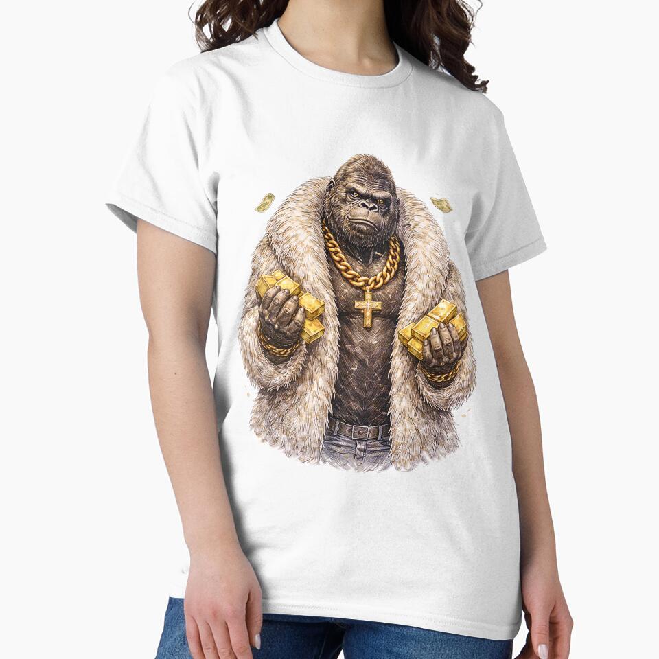 Luxury Gorilla Boss Sticker – Gold Wealth Street Animal Art by Felixuss