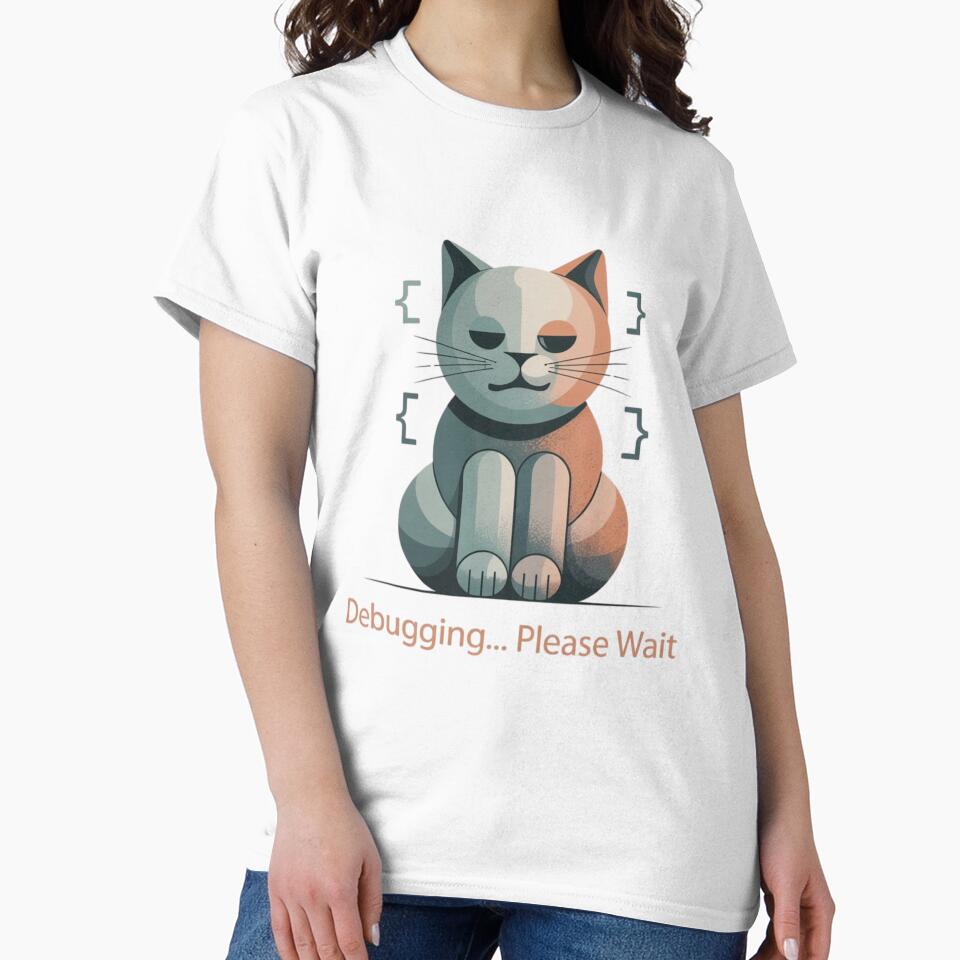 Debugging Please Wait – Funny Lucky Cat Programmer design by ZyricZyric