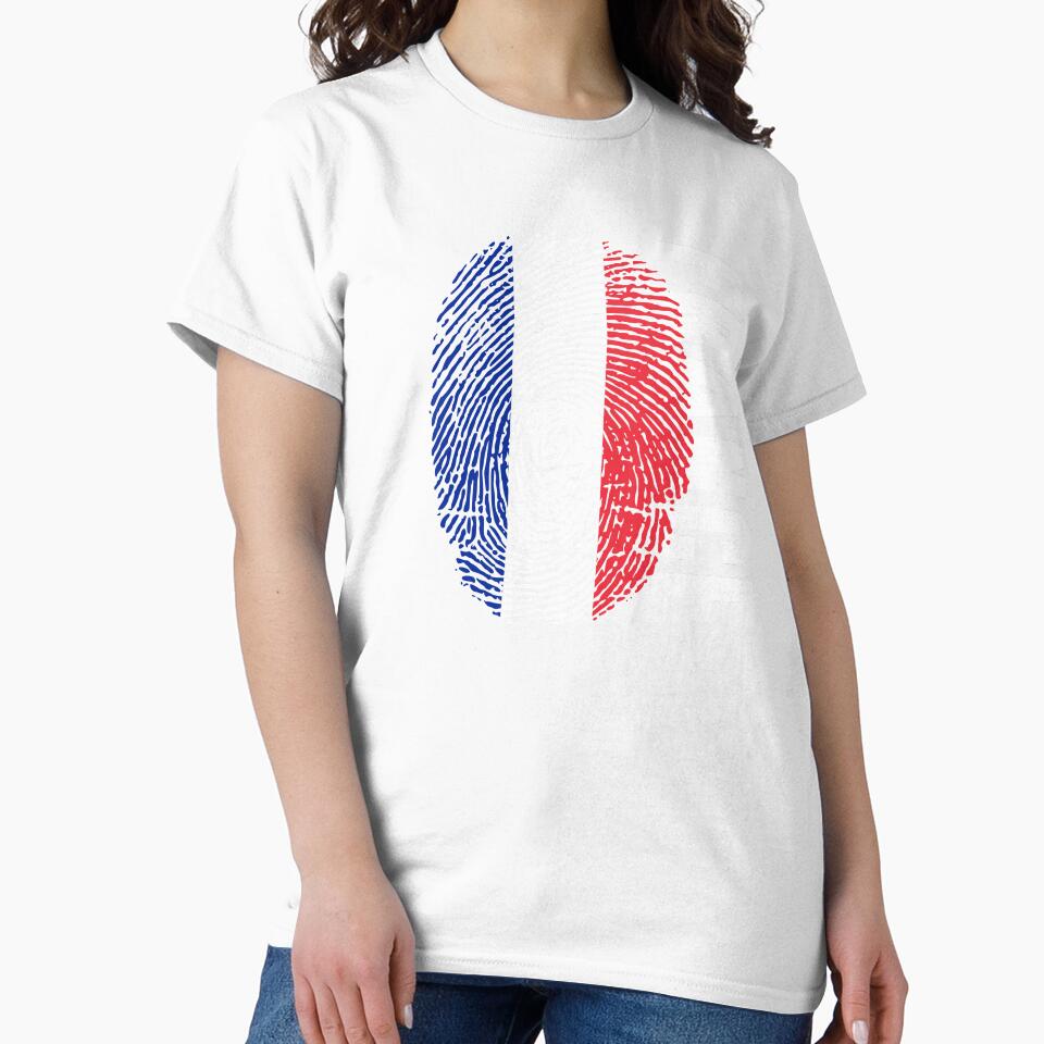 France Flag Fingerprint DNA French by PartyShirts1
