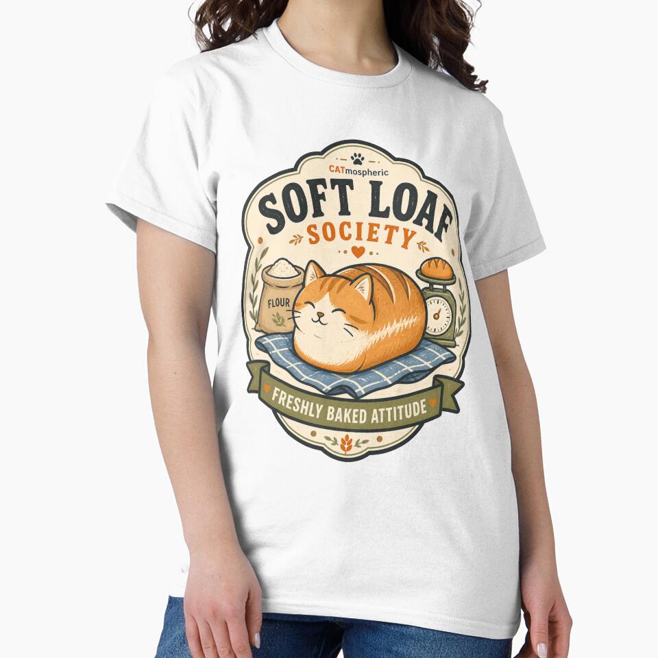 Soft Loaf Society Freshly Baked Attitude Funny Cat T-Shirt by MAF_Merch