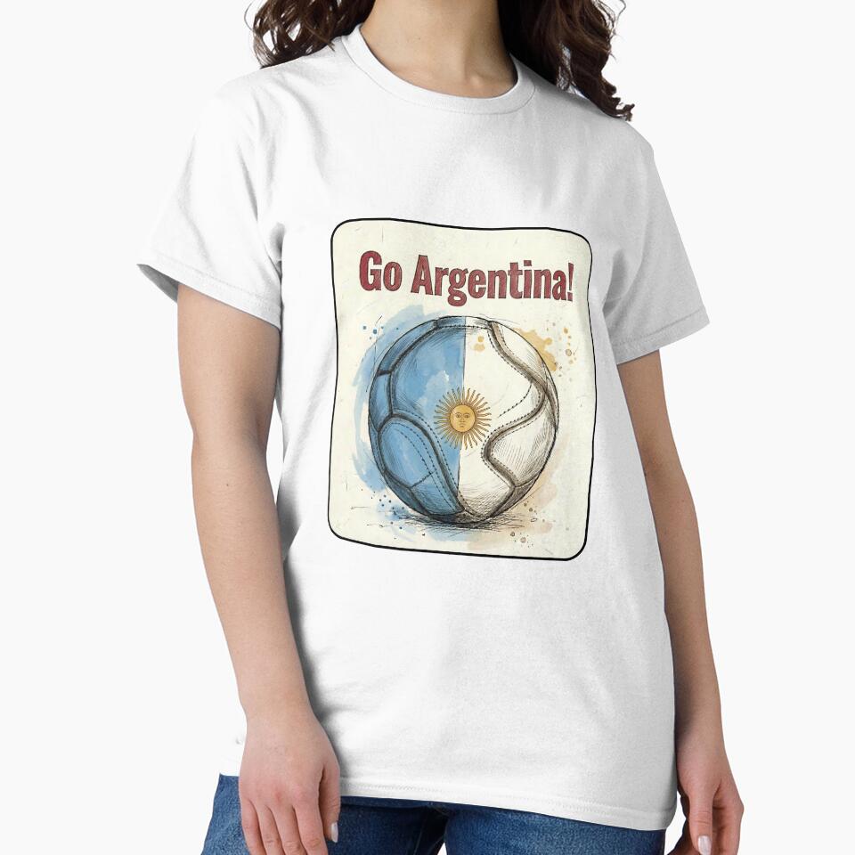 Go Argentina Soccer Ball Flag | Argentinian Football Fan Graphic Tee by PryntedLabs
