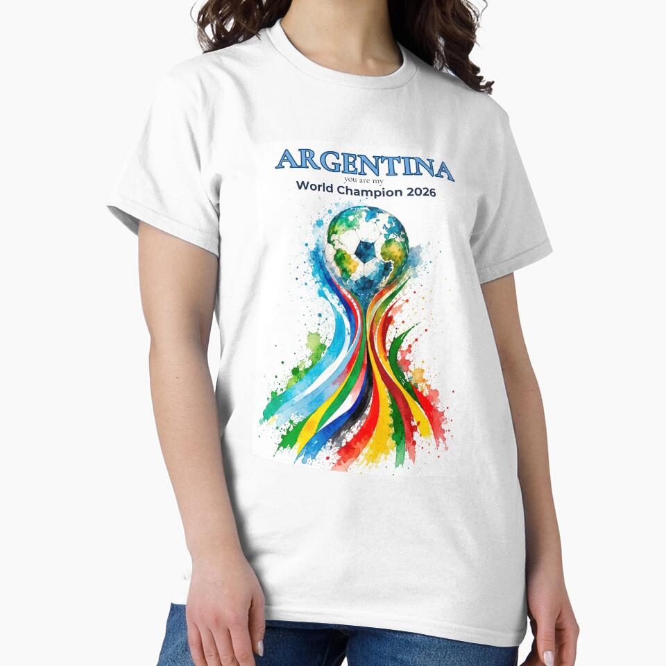 Argentina 2026 World Cup Champion Watercolor Football Art by EMC Store