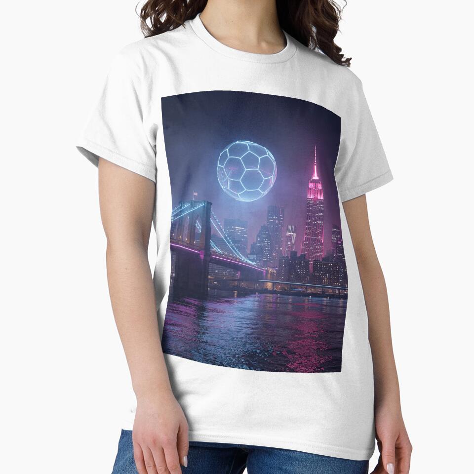 Futuristic Soccer Ball Over Cityscape New York  Host City for The World Cup by BrickByDream
