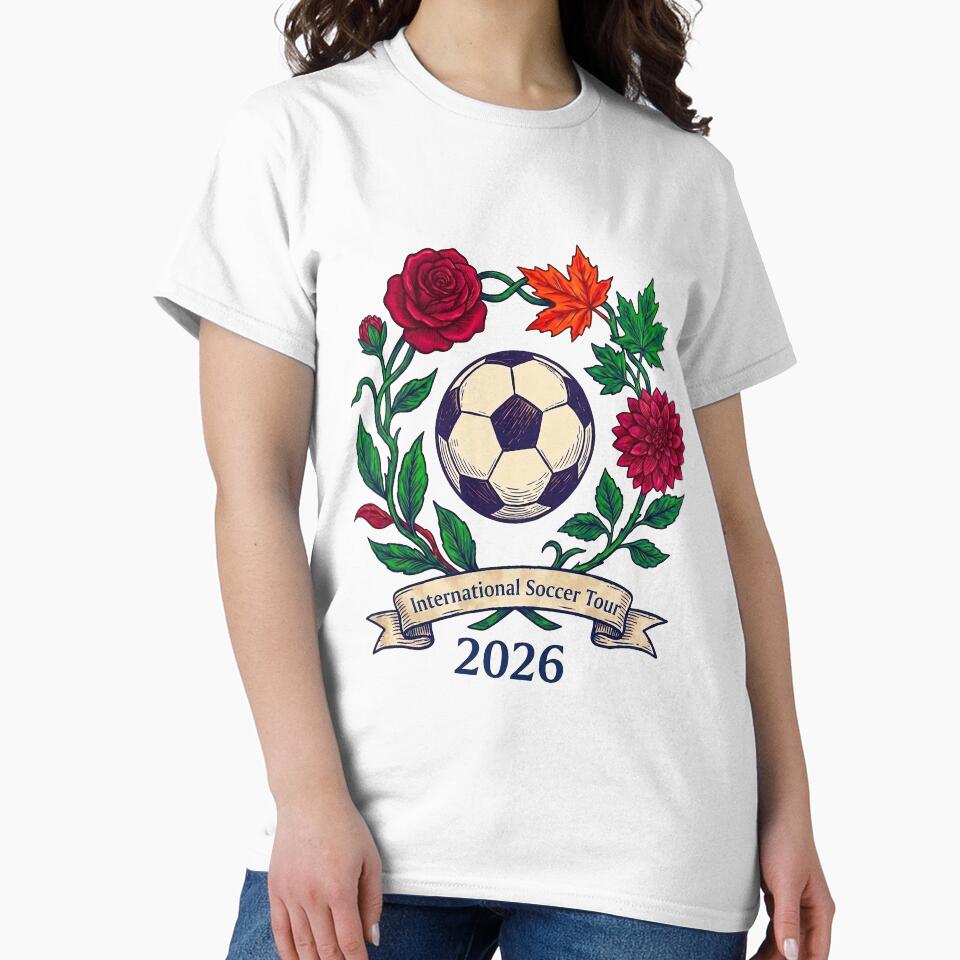 2026 International Soccer Tour Vintage Floral Crest T-Shirt by rygenr8
