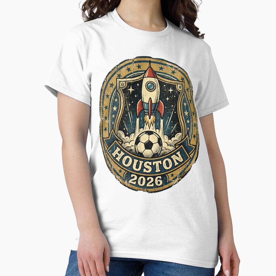 Houston 2026 World Cup Host City Vintage Football Badge — Rocket City Space Soccer Crest by BrickByDream