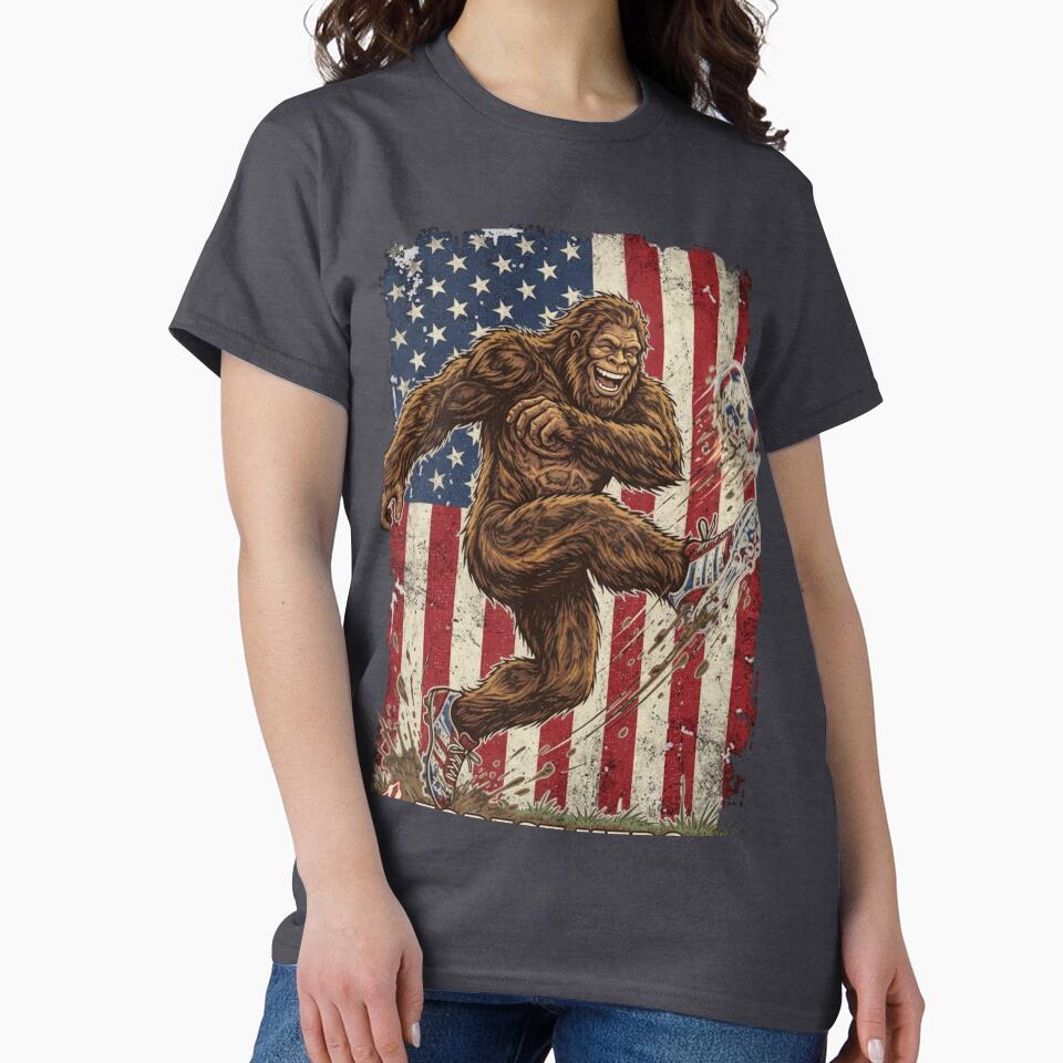 Forest Hero Bigfoot Soccer USA Flag Funny Sports by ej-sulu