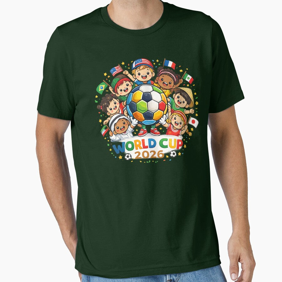 One World, One Passion – Cute Kids Soccer Celebration 2026 Cartoon Design by DZ Vibe Studio
