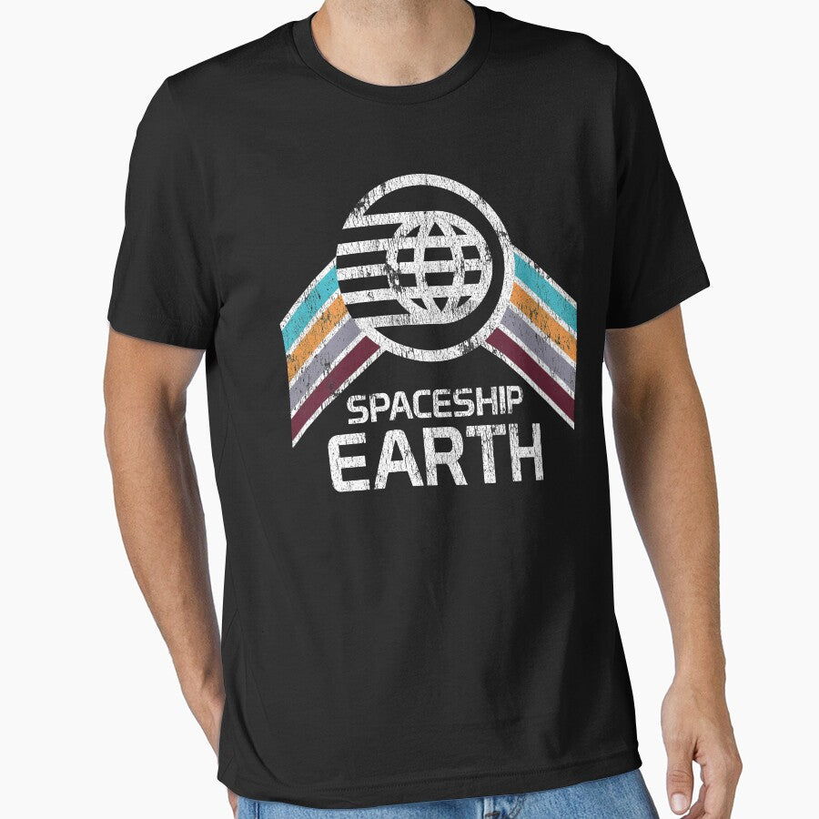 Spaceship Earth Logo in Vintage Distressed Retro Style by retrocot
