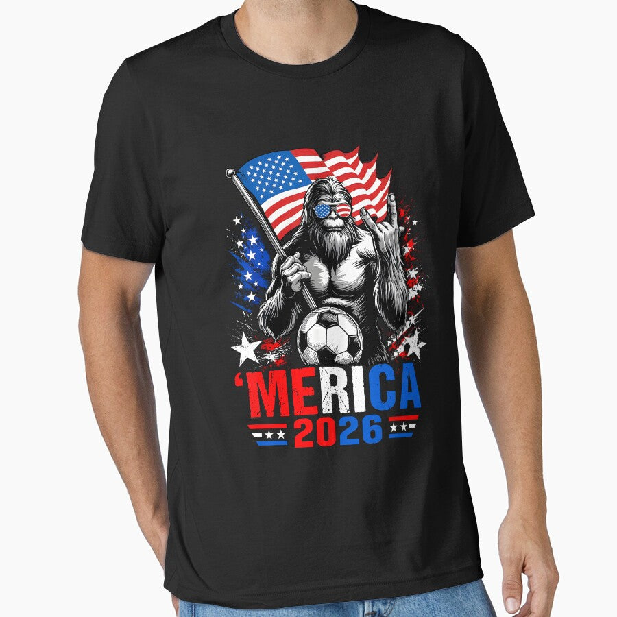 Merica 2026 Patriotic Soccer Bigfoot American Flag Sasquatch by nojany