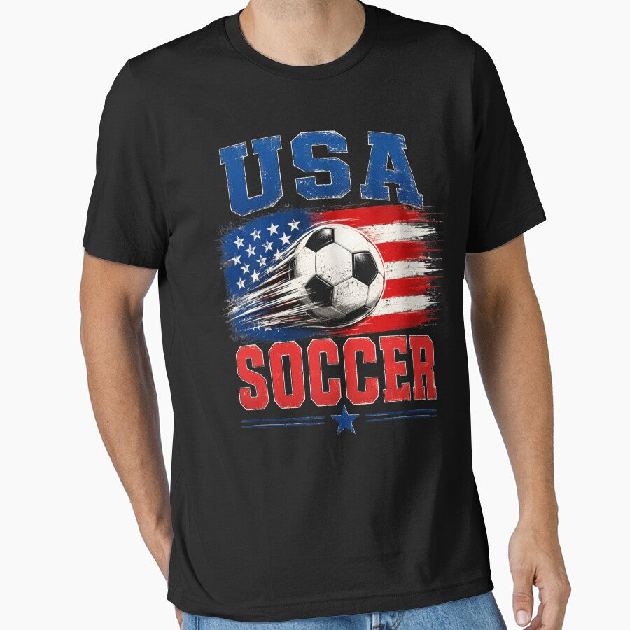 Soccer USA Vintage American Flag Soccer Ball Graphic by FormalDehyena