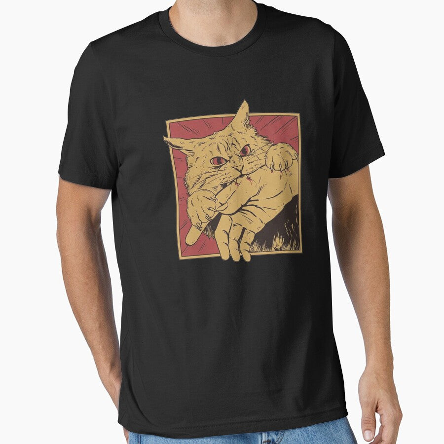 Vintage Cat Bite Shirt, Japanese Horror Anime by RamneekFraty
