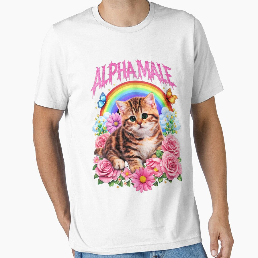 Alpha Male Funny Kitten Rainbow Floral by gear-posters