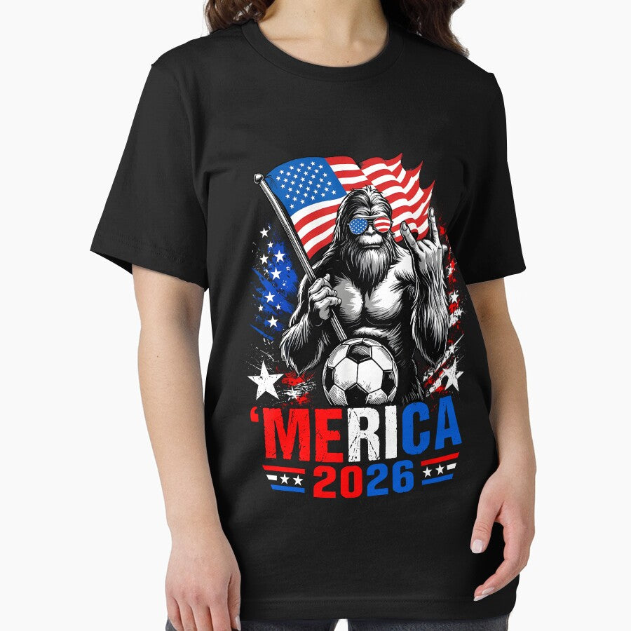 Merica 2026 Patriotic Soccer Bigfoot American Flag Sasquatch by nojany