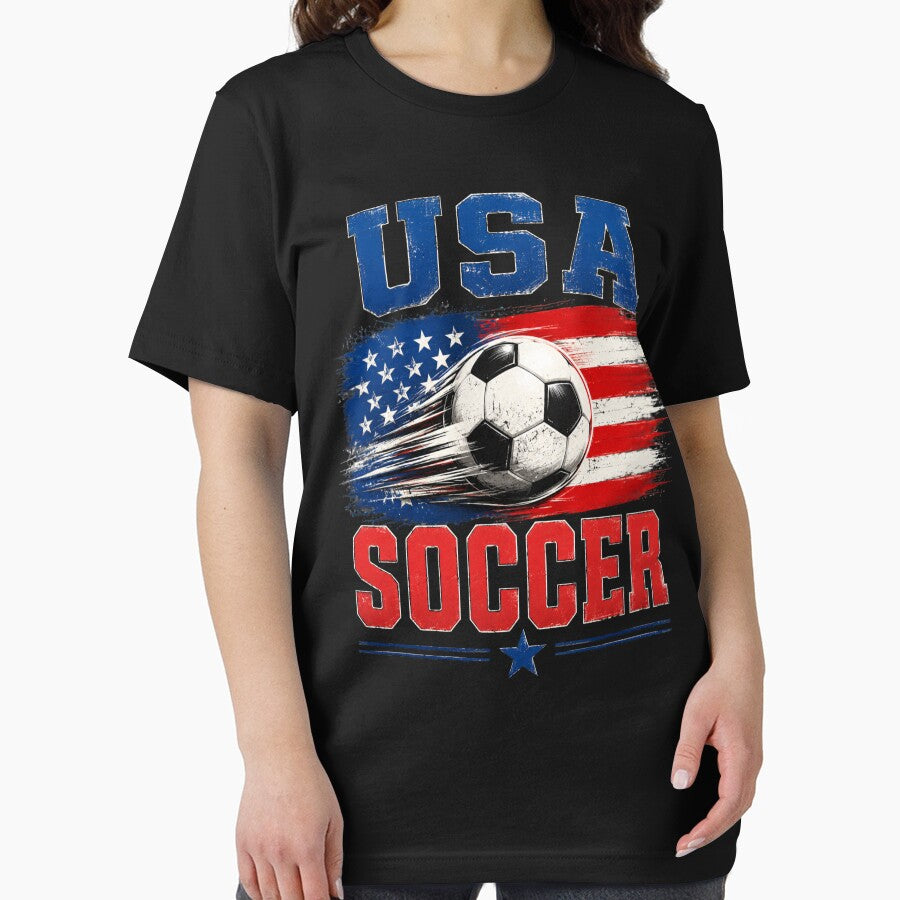 Soccer USA Vintage American Flag Soccer Ball Graphic by FormalDehyena