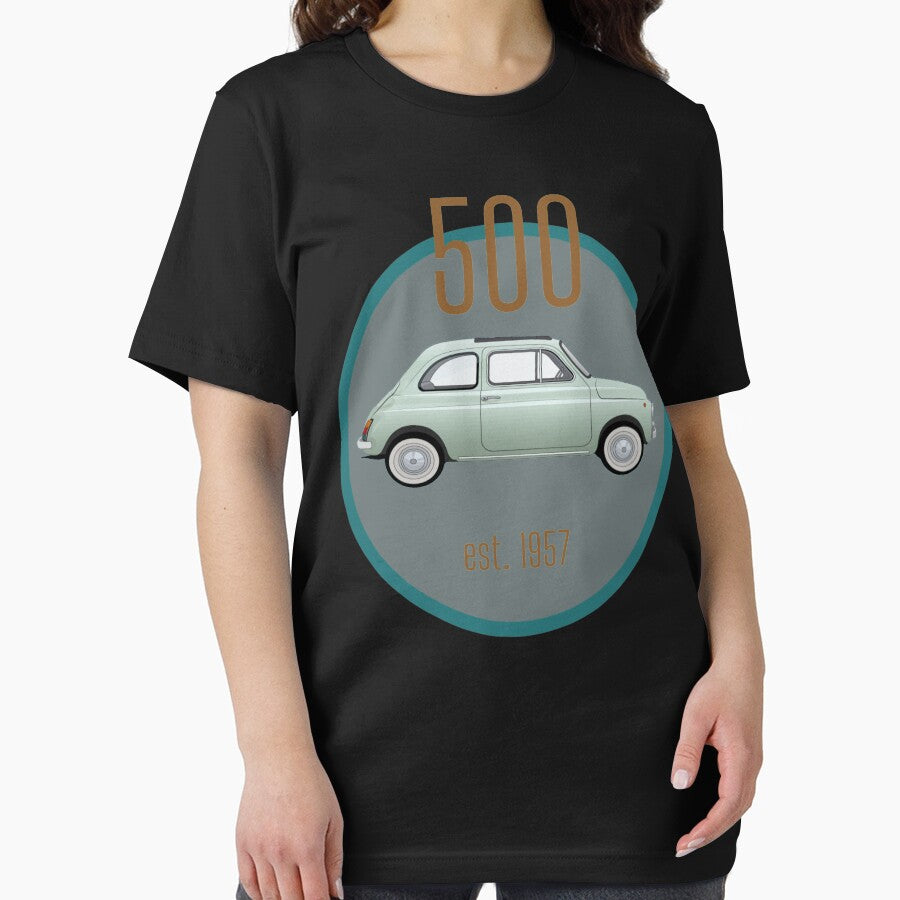 Vintage Fiat 500, Italian car round grey/blue design by MiloHarris