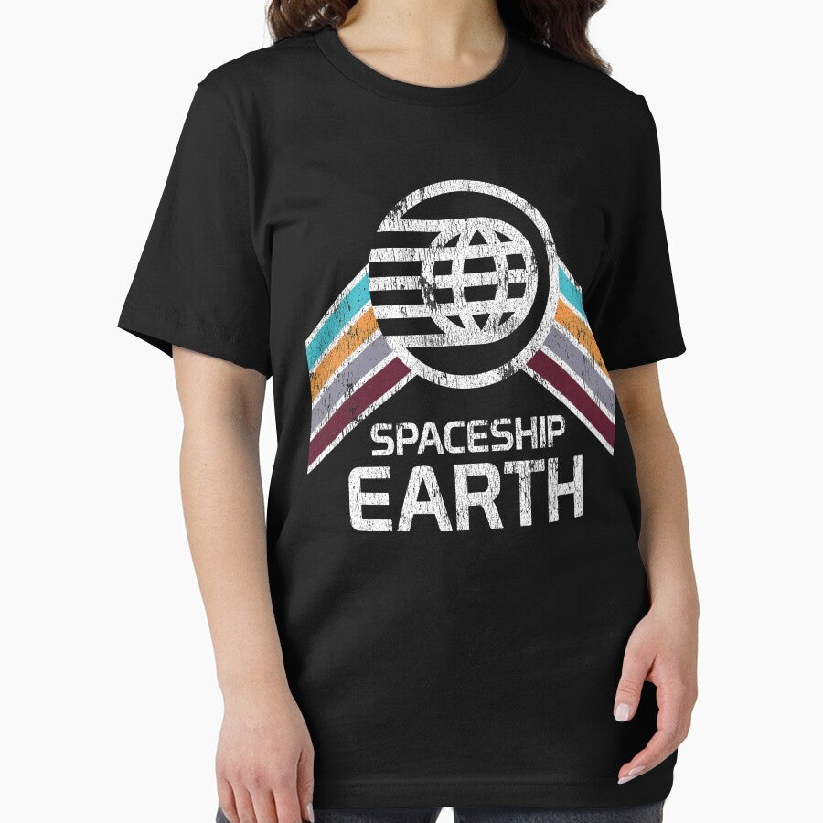 Spaceship Earth Logo in Vintage Distressed Retro Style by retrocot
