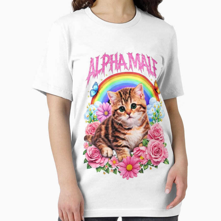 Alpha Male Funny Kitten Rainbow Floral by gear-posters