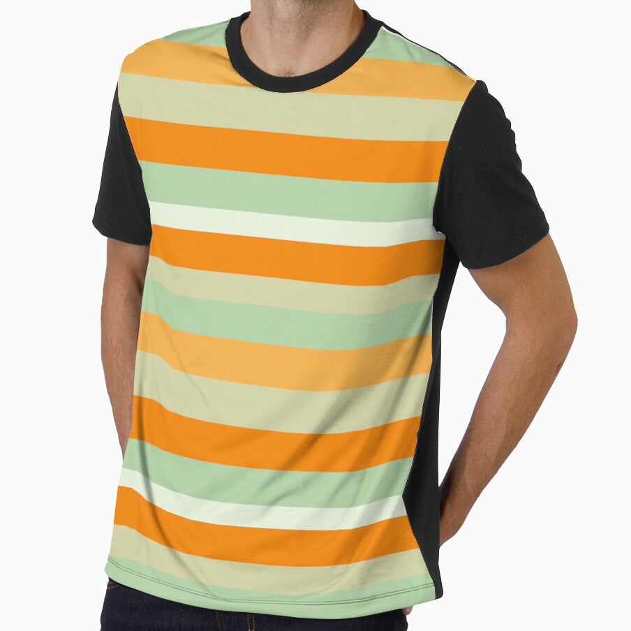 Harmonious Citrus Grove: Orange and Green Striped Pattern by ara-designs