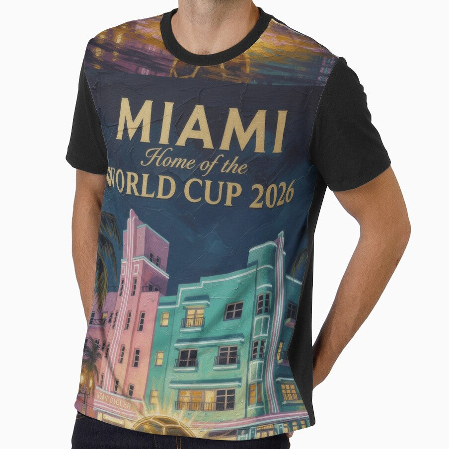 Miami Sunset World Cup 2026 Soccer Poster — Art Deco Boulevard Print by BrickByDream