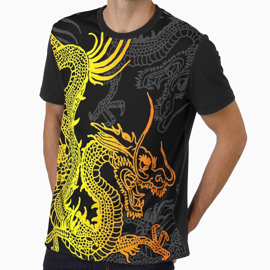 Golden Chinese Dragon Pattern by EddieBalevo