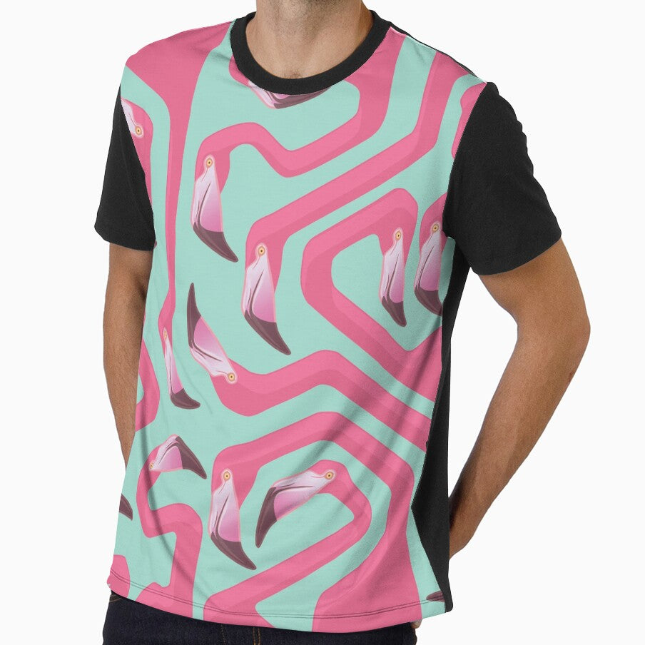 Flamingo Maze on beach glass background. by Iker Paz Studio