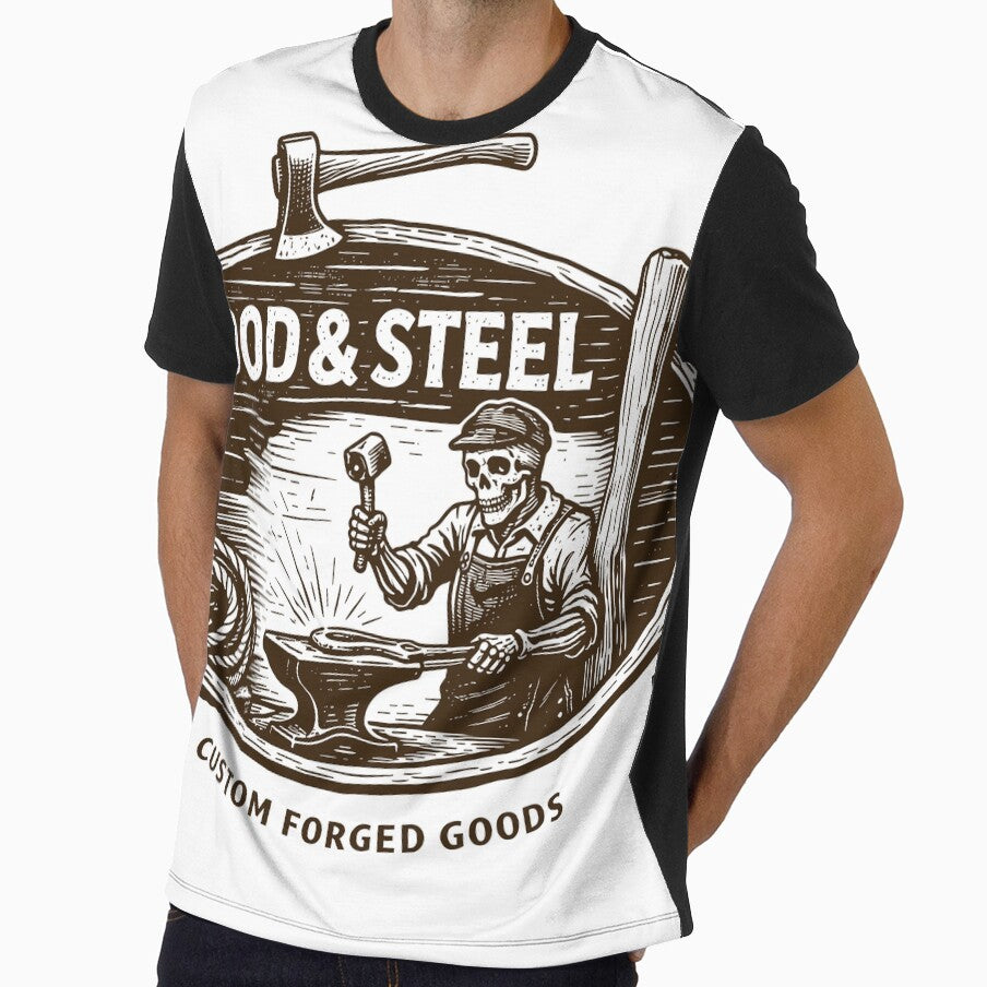 Wood & Steel Custom Forged Goods T-Shirt by Matinez Pink