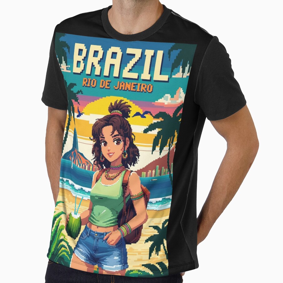 Kawaii Anime Girl Pixel Rio de janeiro Brazil Travel Pixelart by Pixel-Destinations